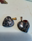 Heart Shape Obsidian Snowflake Pendant