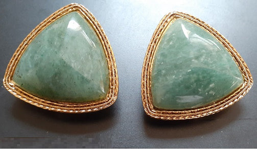 Lovely Aventurine Stone Earrings with gold-fill backing. Gold & green colours are very sophisticated together.