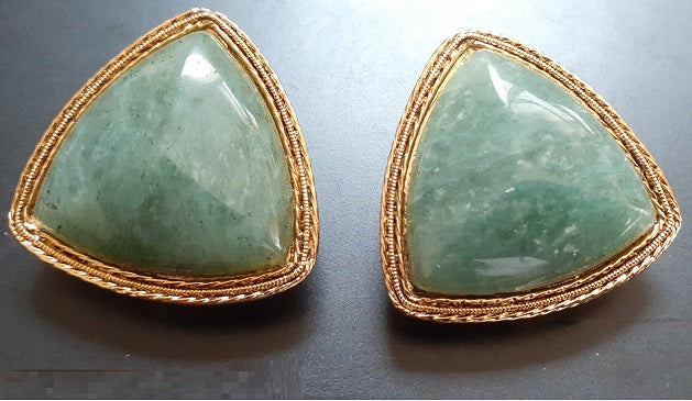 Lovely Aventurine Stone Earrings with gold-fill backing.  Gold & green colours are very sophisticated together.