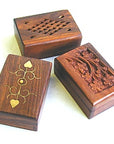 Ornately carved wooden boxes. Use to store jewelry, incense, or marijuana stash.